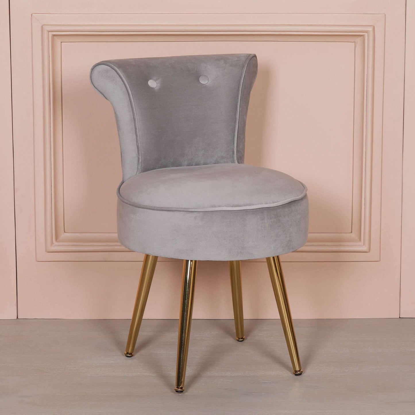 Grey Stool / Bedroom Chair with Gold Legs