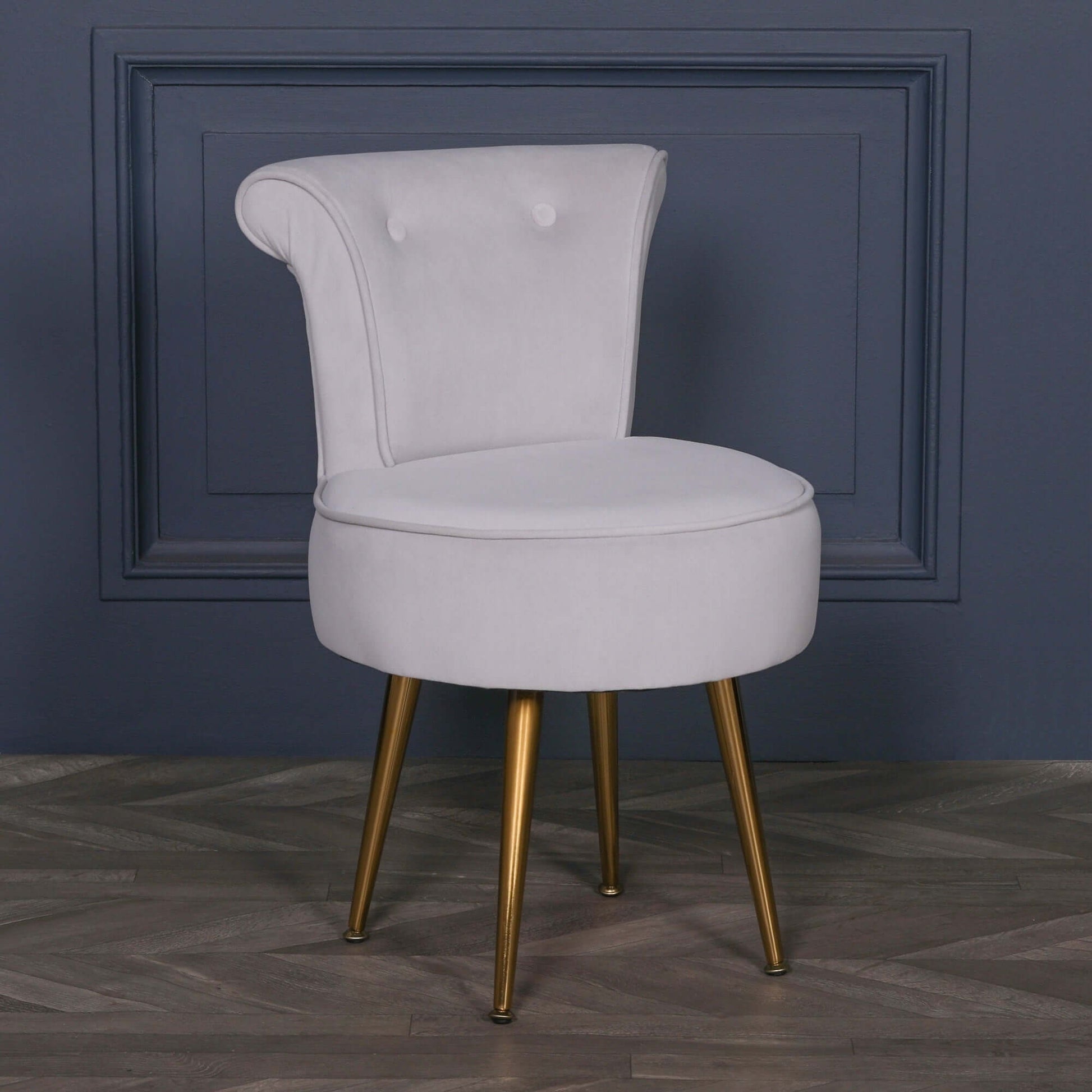 grey dressing table chair with silver legs Amazon.com: 2BYF 2BYFVanity Chair with Back, Velvet Stool with Low Backrest & Silvery Nailhead Trim, Round Vanity Seat for Bedroom and Bathroom Makeup, Support 220lbs, Easy Assembly (Gray) : Home & Kitchen