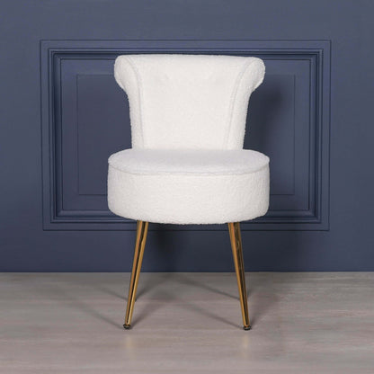 Boucle Dressing Table Stool with Gold Legs