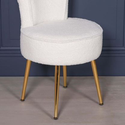 Boucle Dressing Table Stool with Gold Legs