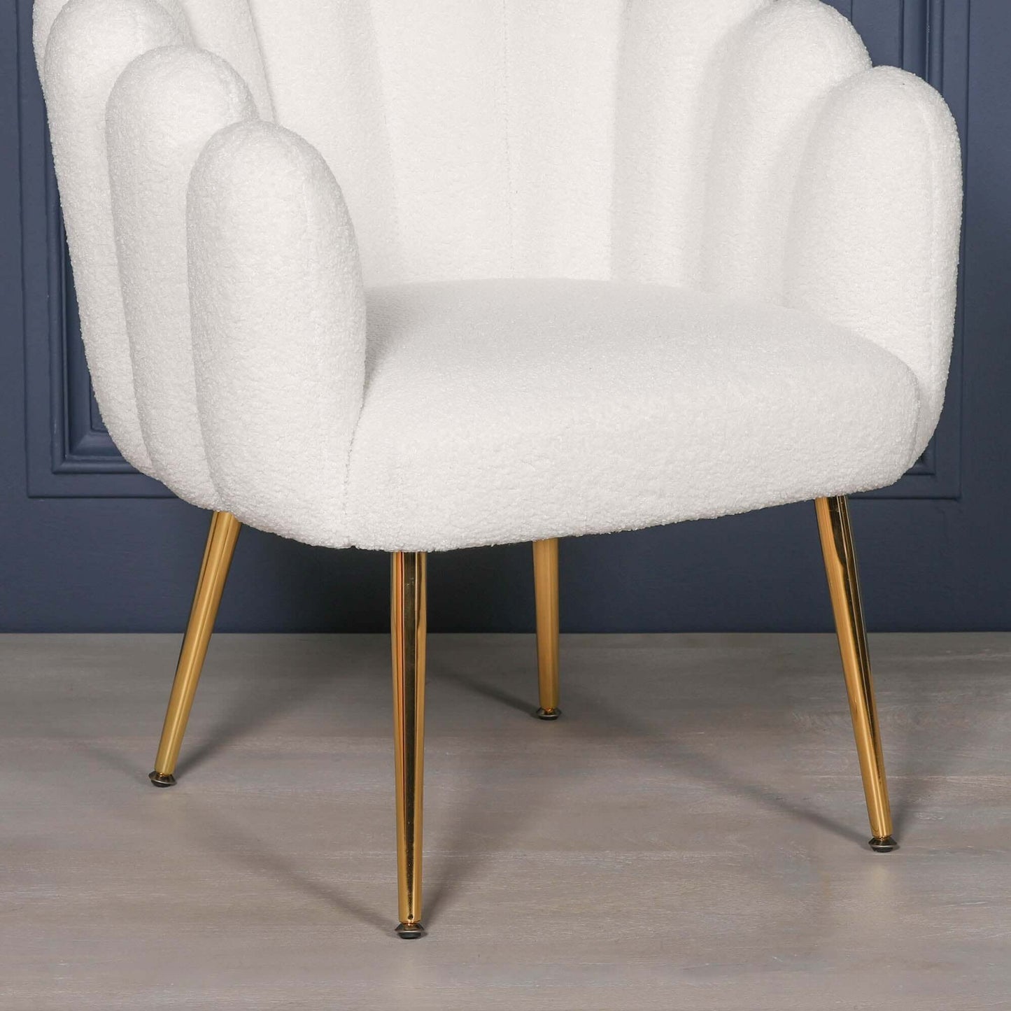 Art Deco Boucle Dining/Bedroom Chair with Gold Legs