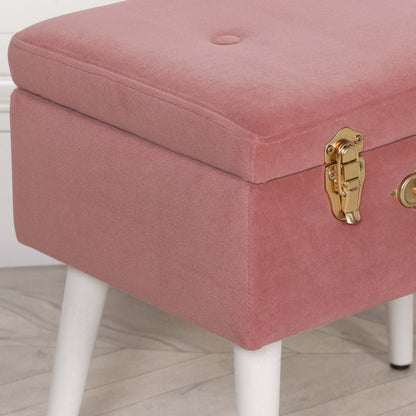 Pink Suitcase Stool with White Legs