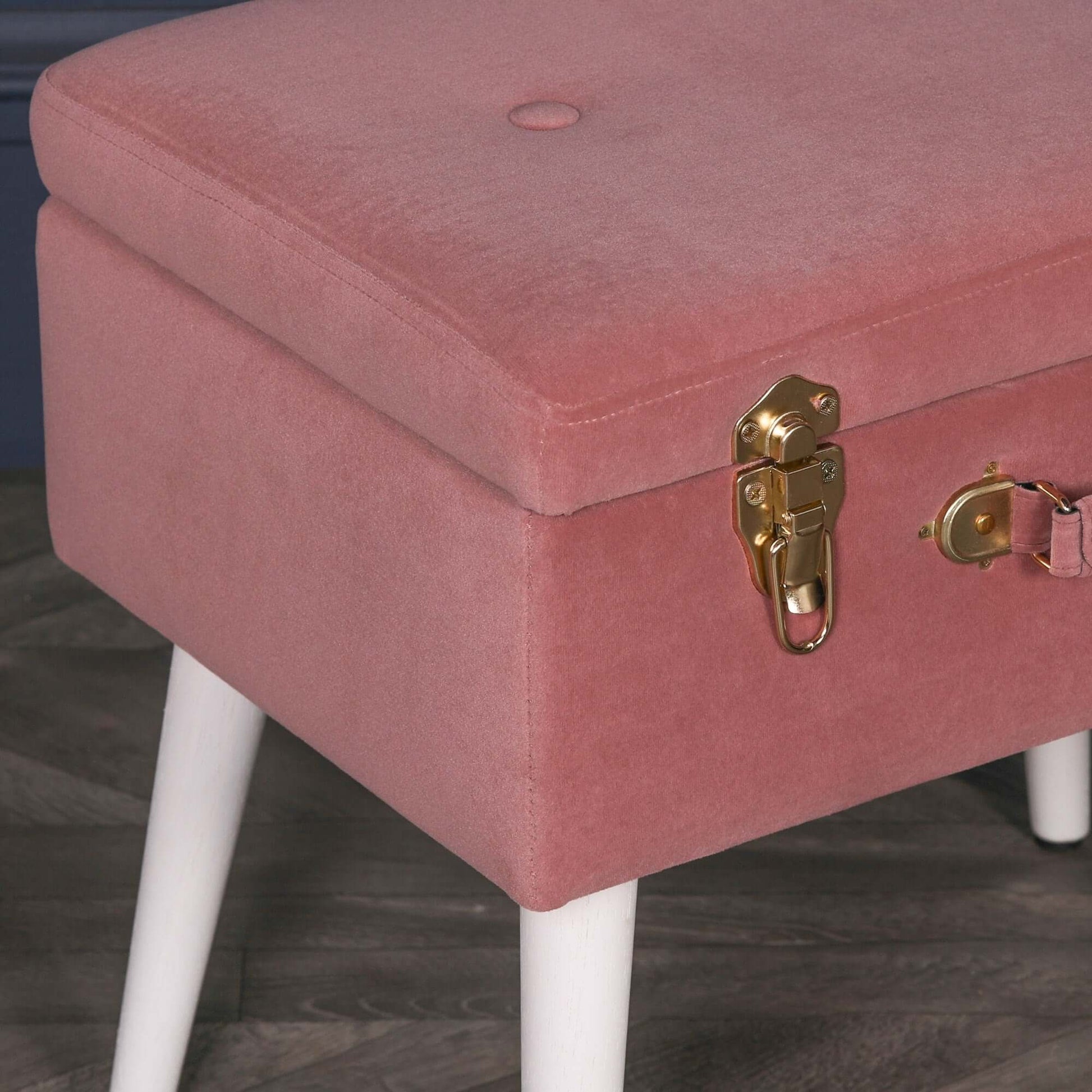 Pink Suitcase Stool with White Legs