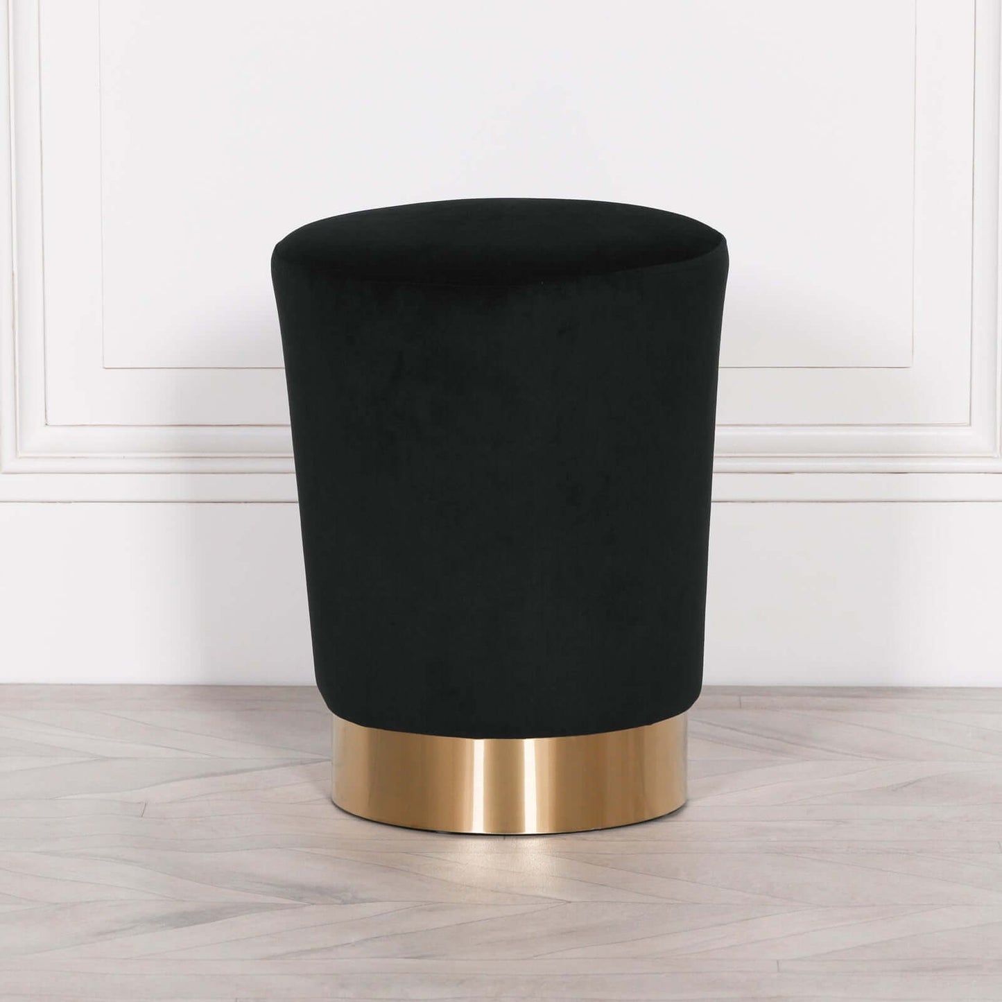 Black Velvet Round Stool