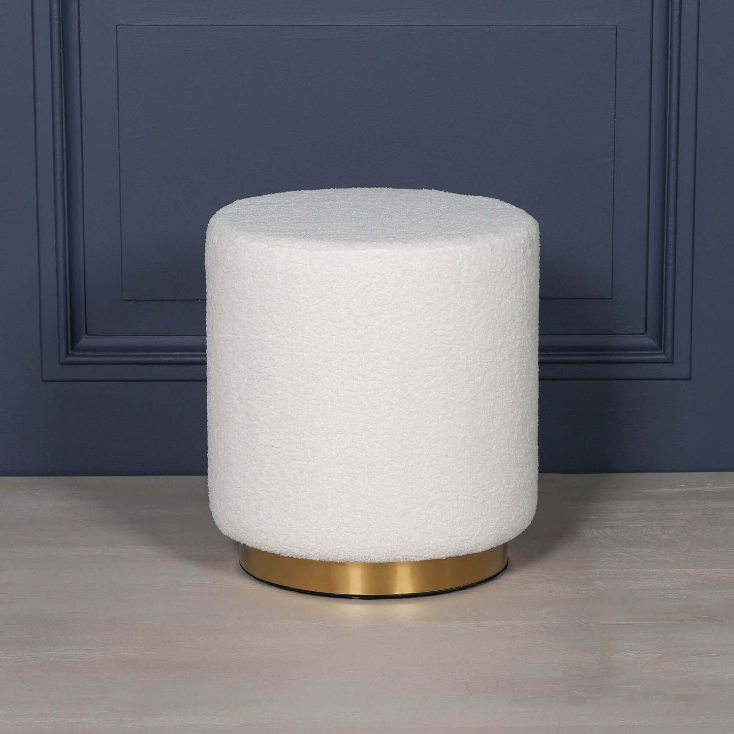 Boucle Round Stool with Gold Base