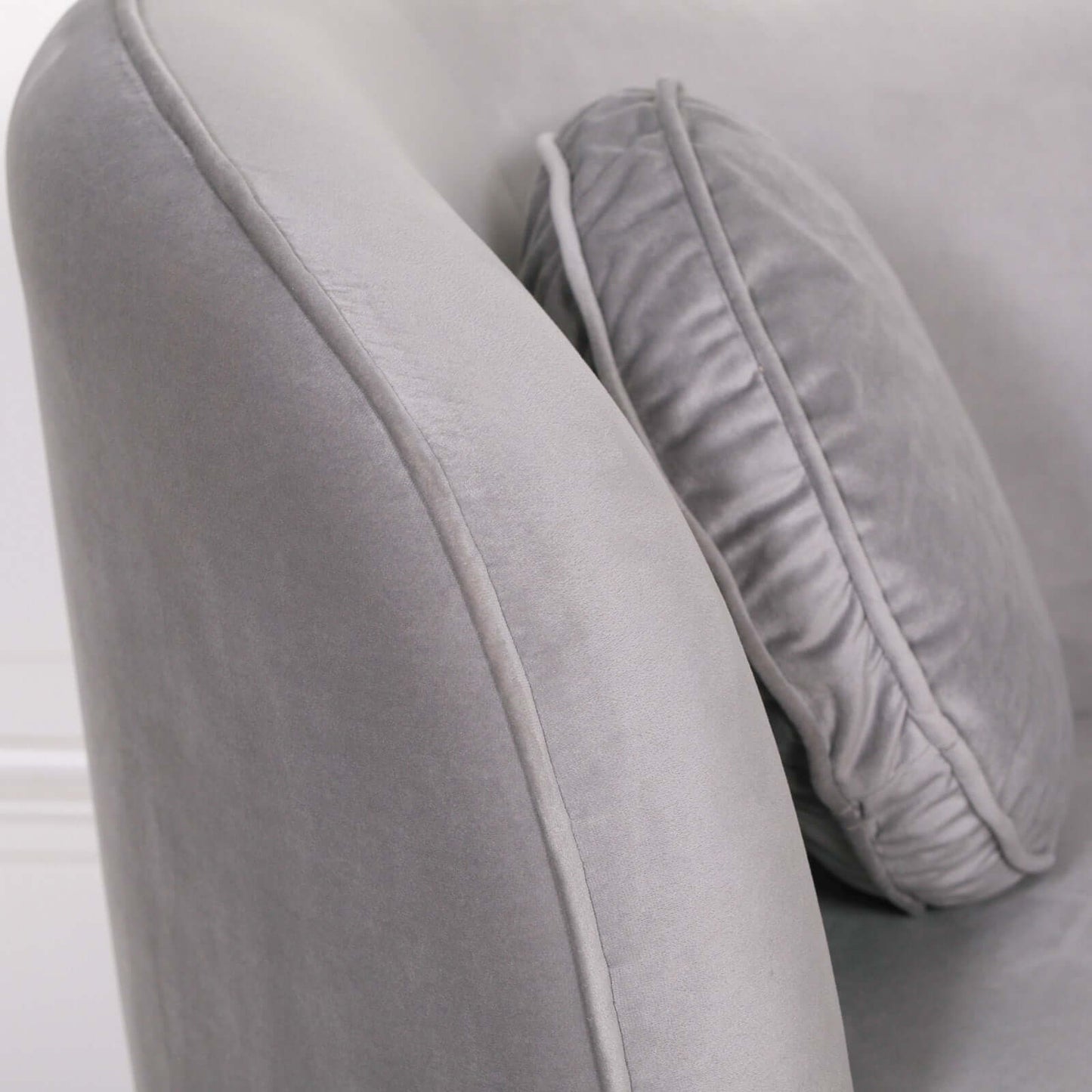 Grey Velvet Armchair with Cushion