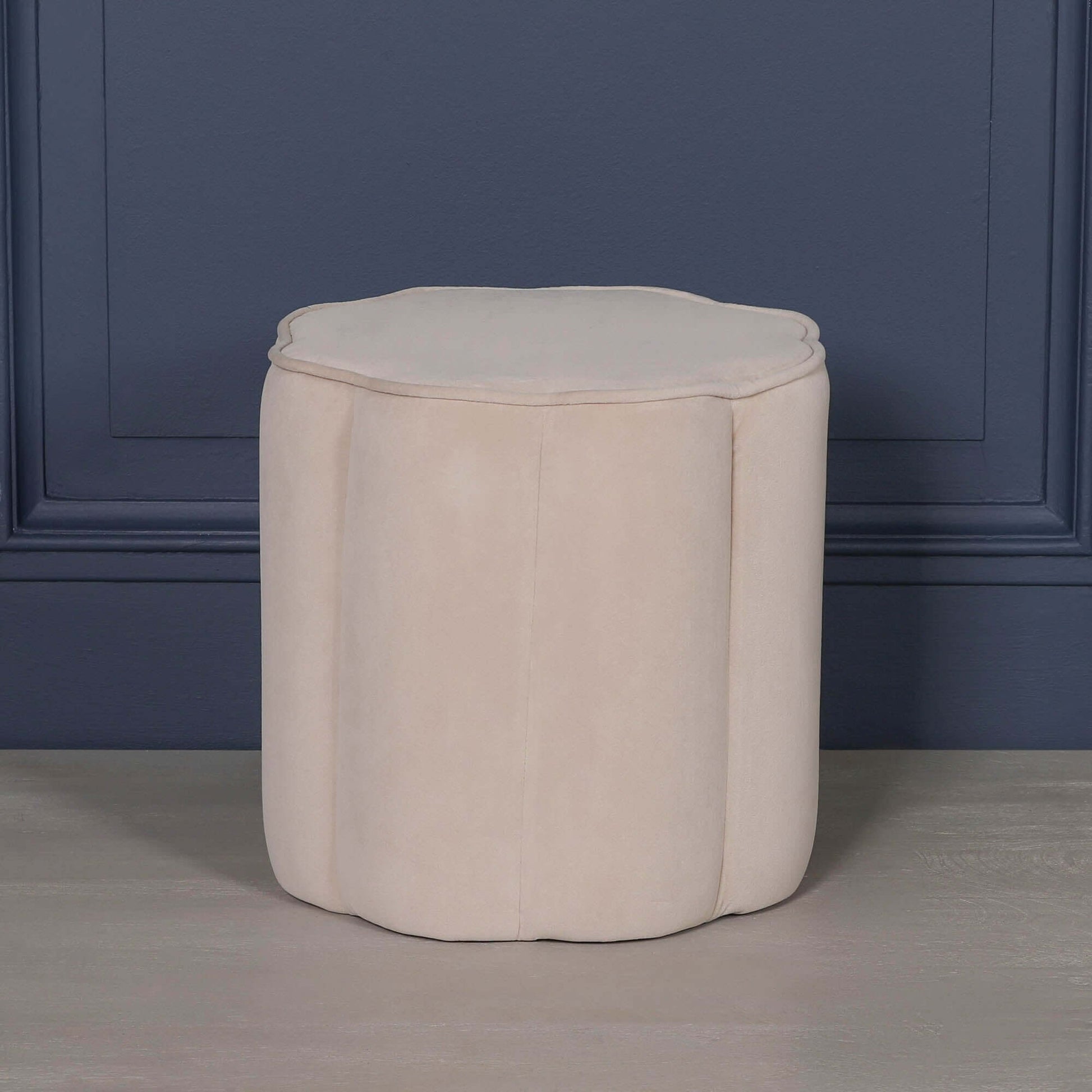 Natural Colour Velvet Round Stool