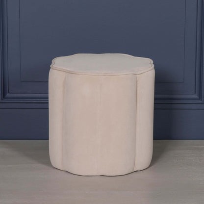 Natural Colour Velvet Round Stool