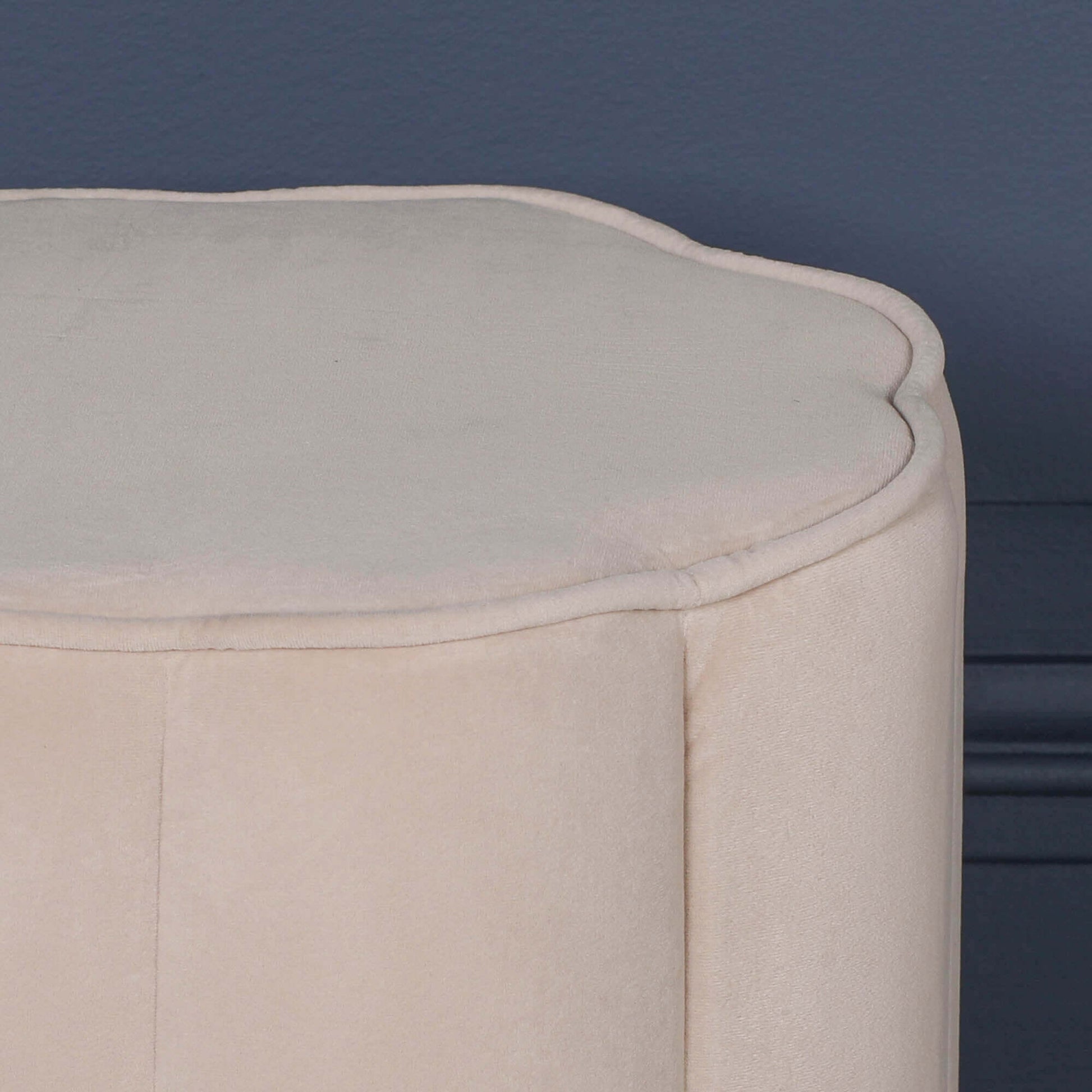 Natural Colour Velvet Round Stool