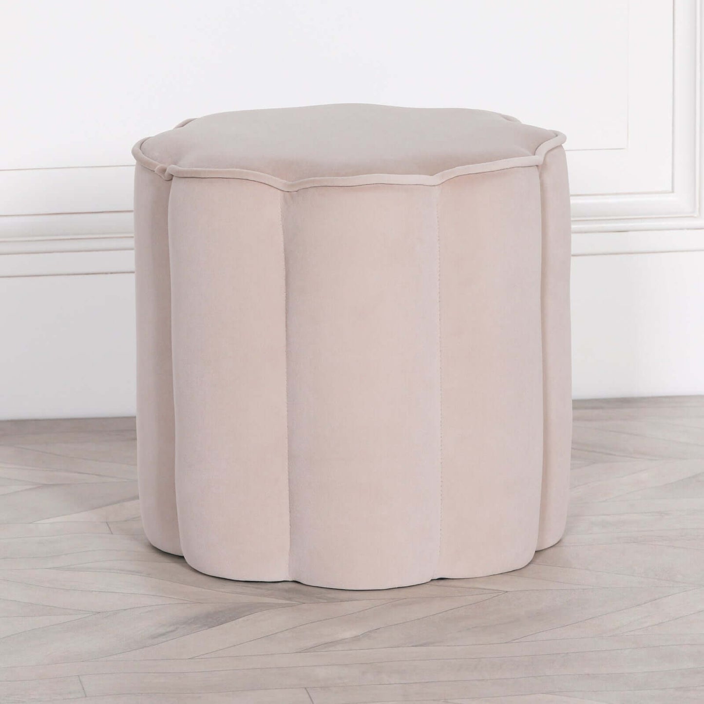 Natural Colour Velvet Round Stool