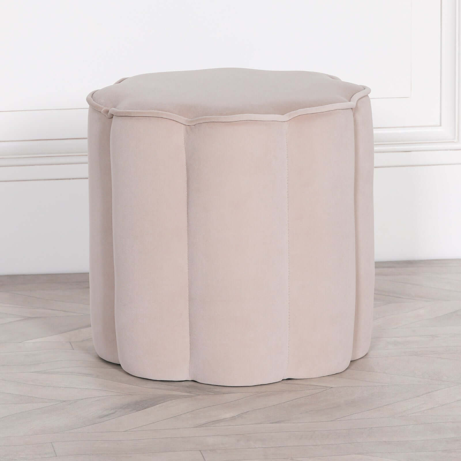 Natural Colour Velvet Round Stool