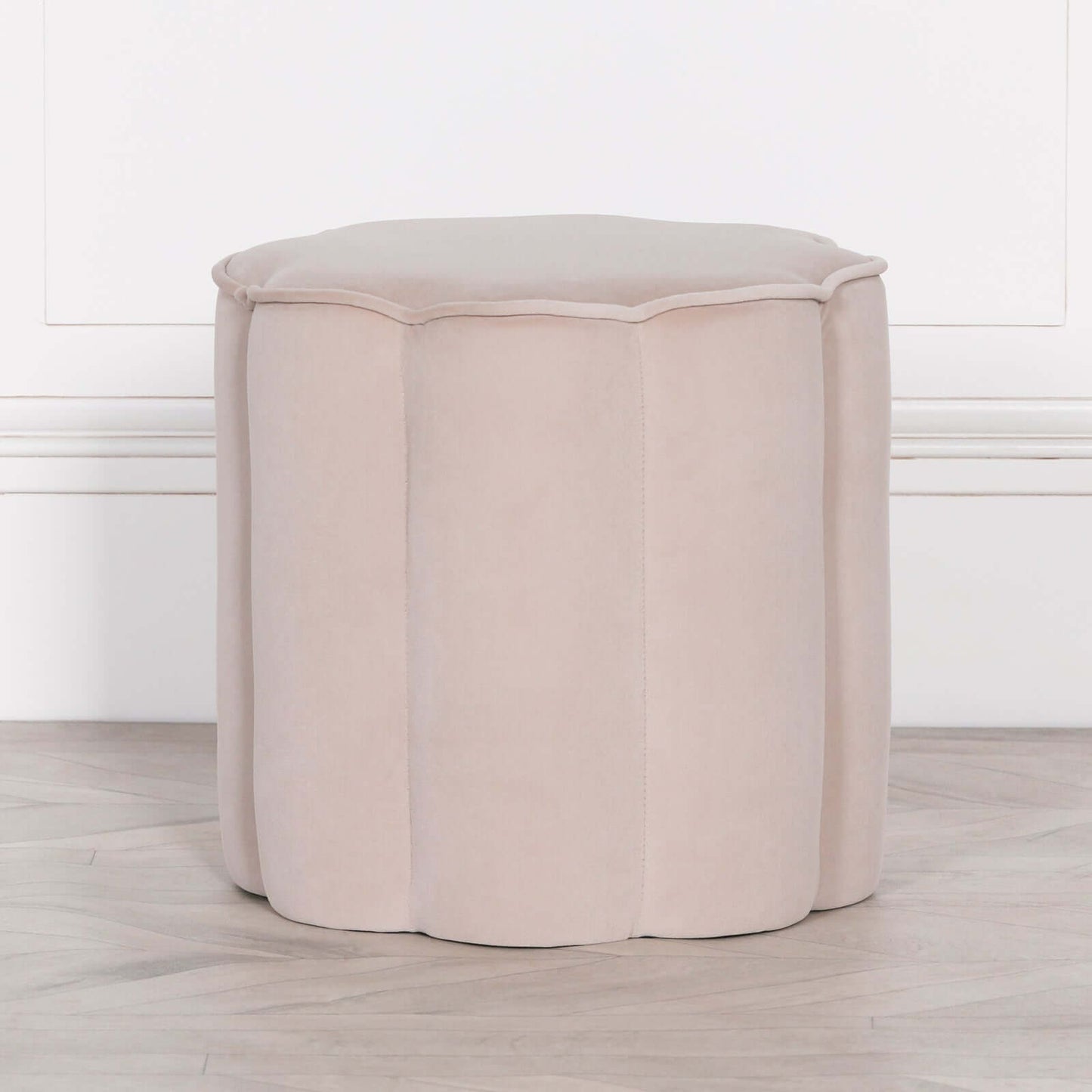 Natural Colour Velvet Round Stool