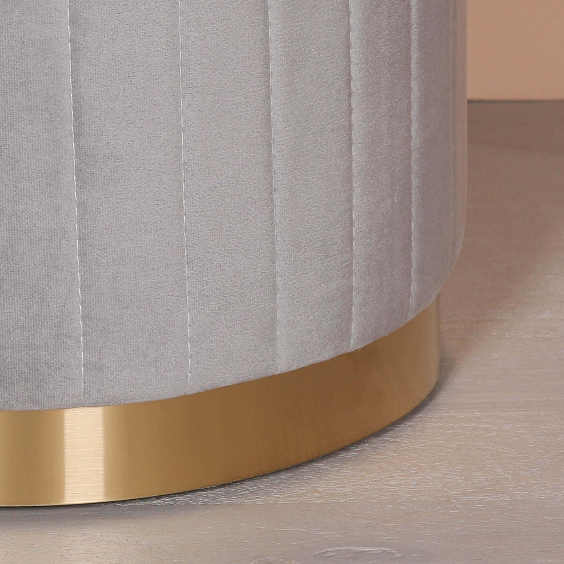 Grey Velvet Round Stool
