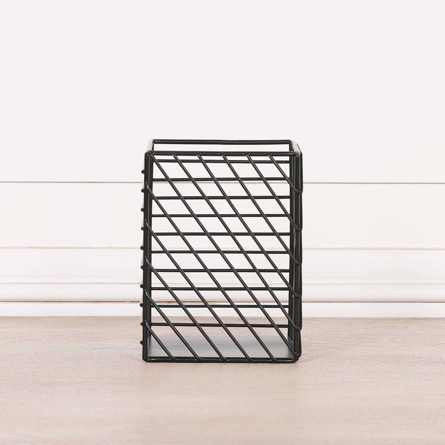 Black Painted Square Metal Storage Basket