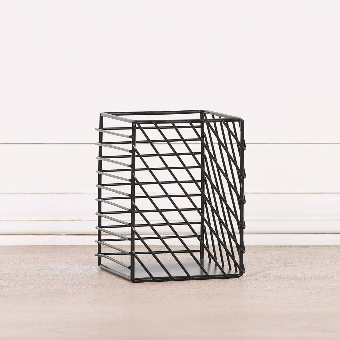 Black Painted Square Metal Storage Basket