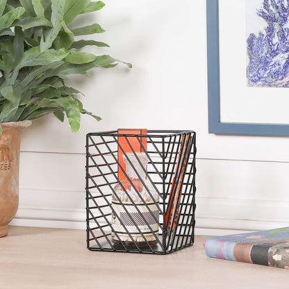 Black Painted Square Metal Storage Basket