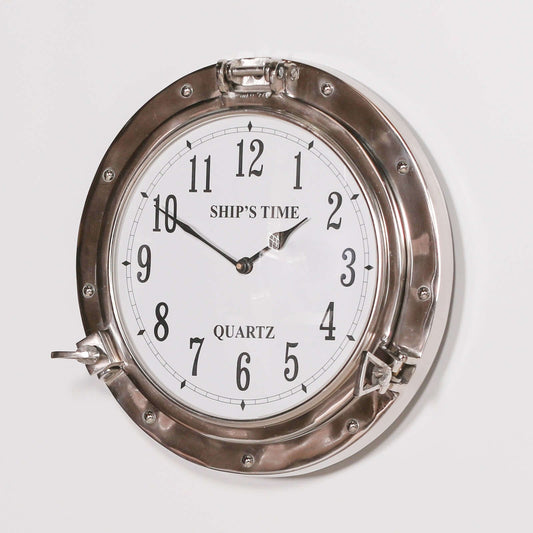 Polished Port Hole Ships Wall Clock