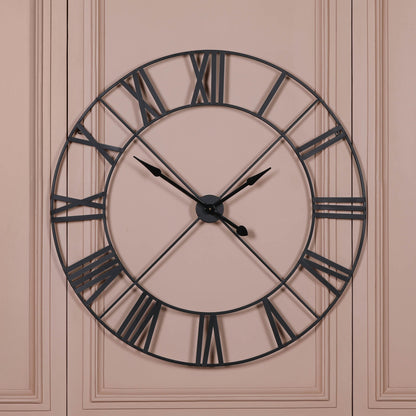 Extra Large 110cm Black Metal Wall Clock