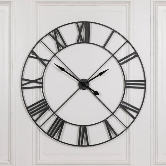 Extra Large 110cm Black Metal Wall Clock