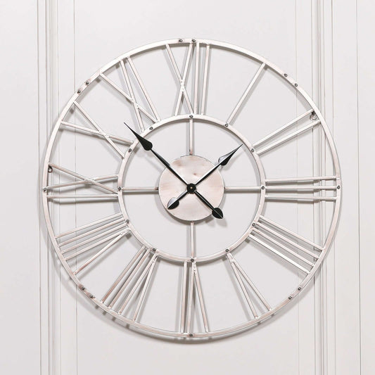 Vintage Silver 92cm Wall Clock