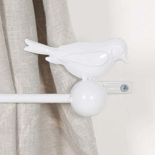 White Decorative Bird Curtain Holder Set