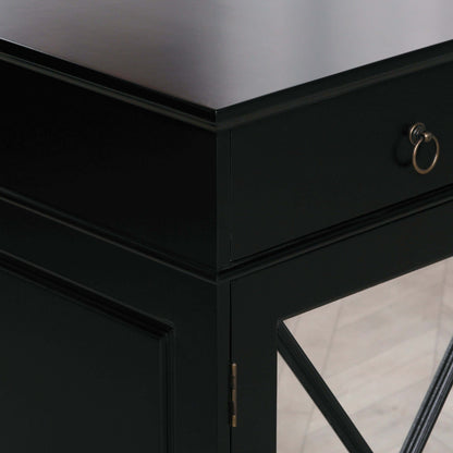 Mirrored Black Sideboard | Oriental Inspired | 3 Drawers