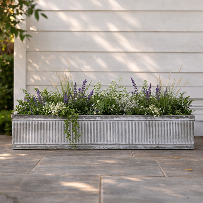 Extra Large Outdoor Metal Planter with Flowers