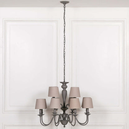 Grey 12 Branch Chandelier with Shades