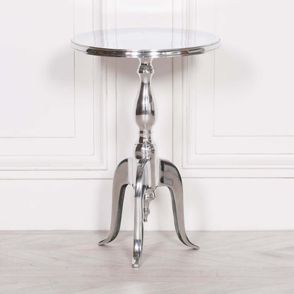 Aluminium Silver Round Side Table