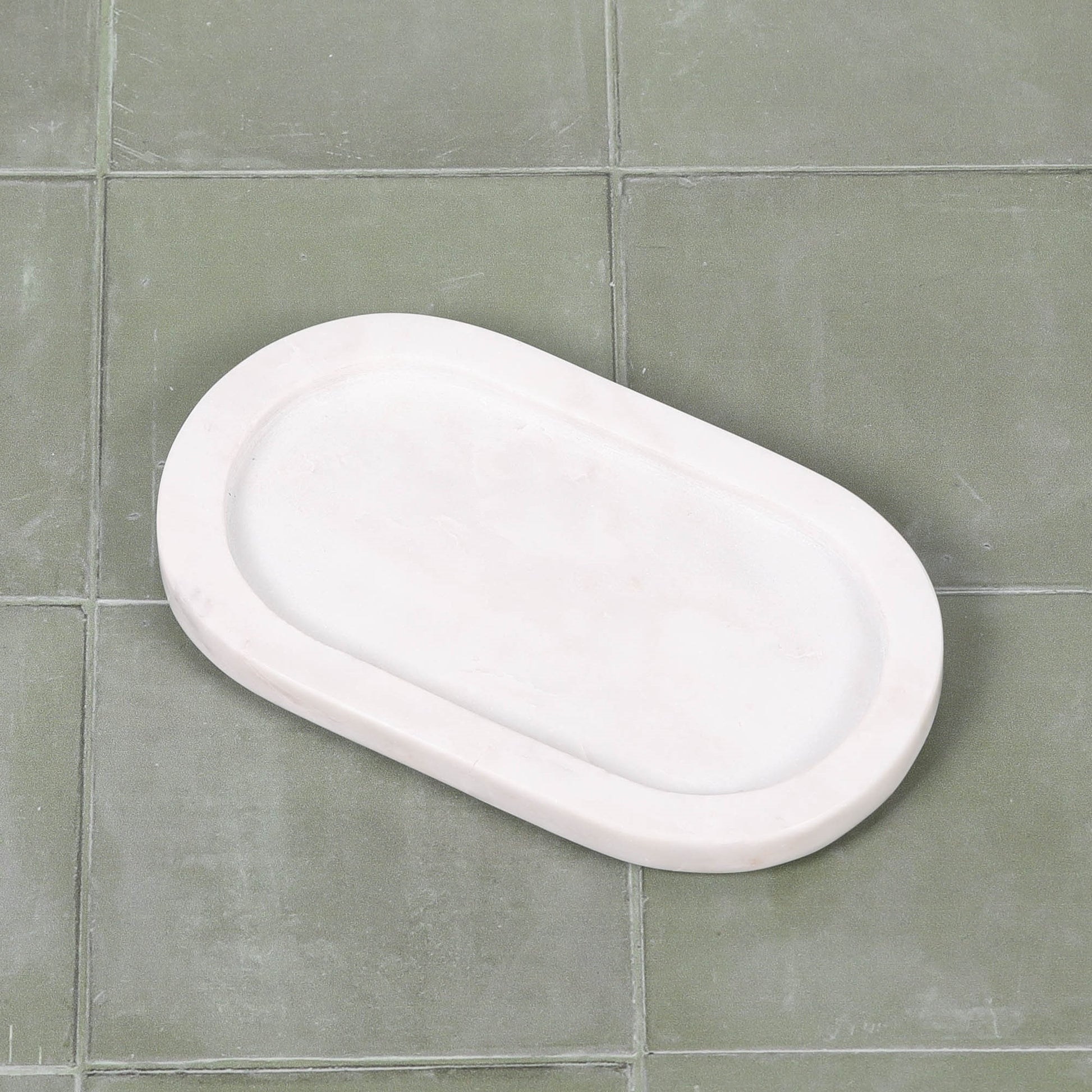 White Marble Long Oval 20cm Tray