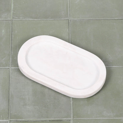 White Marble Long Oval 20cm Tray
