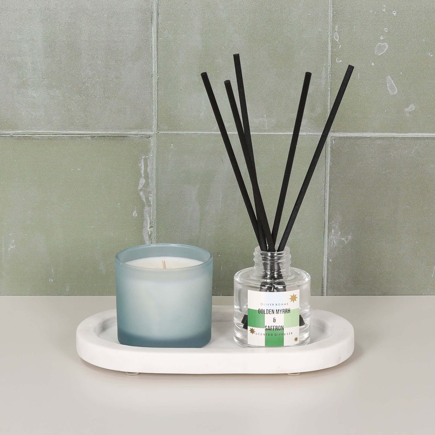White Marble Long Oval 20cm Tray