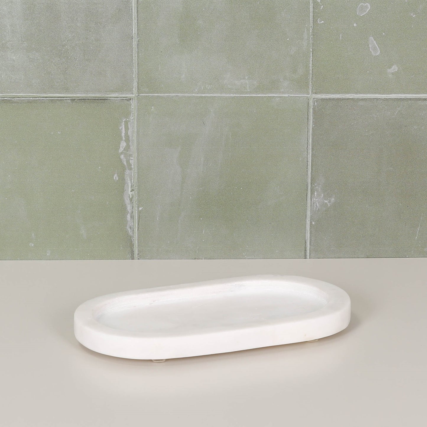 White Marble Long Oval 20cm Tray