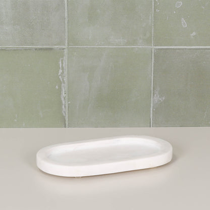 White Marble Long Oval 20cm Tray