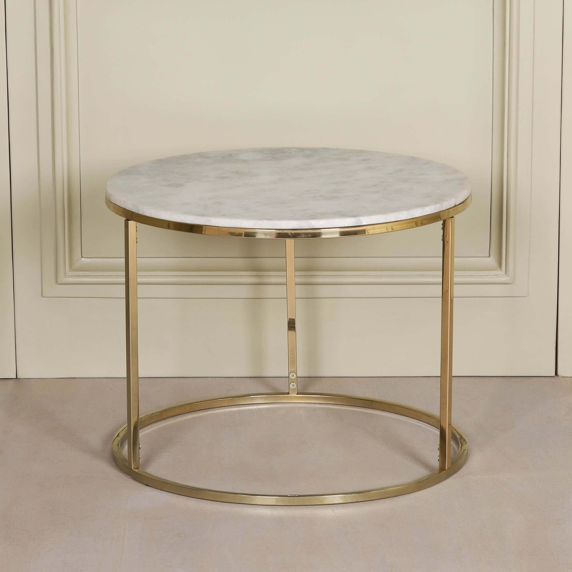 Gold Metal Side Table with Marble Top