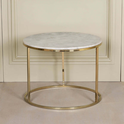 Gold Metal Side Table with Marble Top