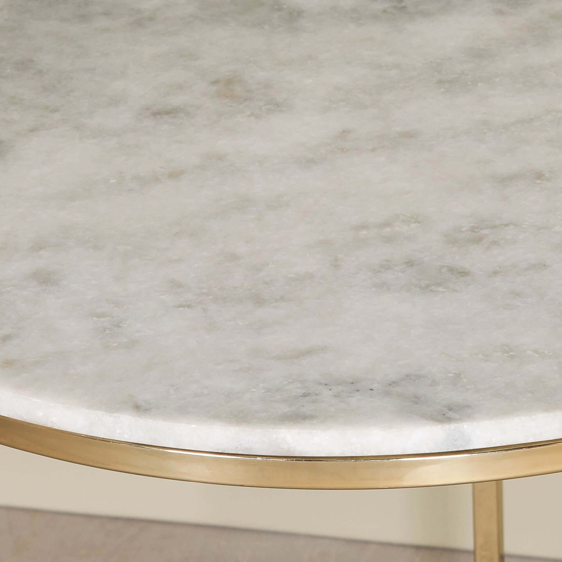 Gold Metal Side Table with Marble Top