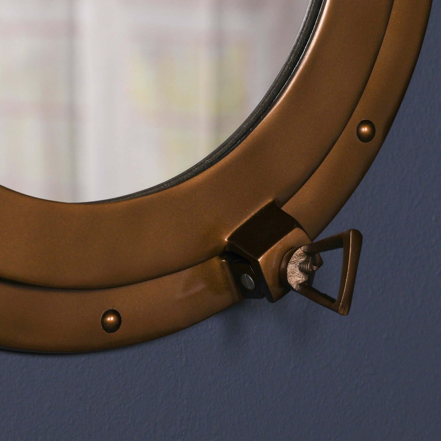 Medium Antiqued Brass Style Port Hole Mirror