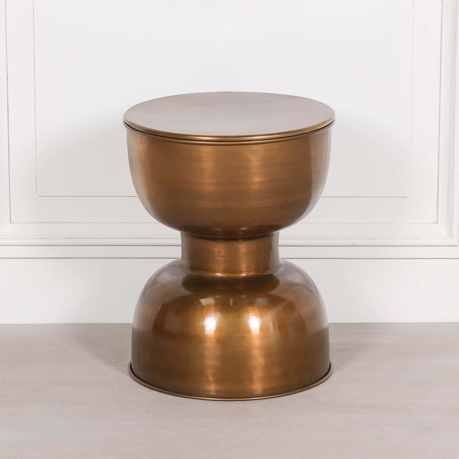 Antique Brass Style Hour Glass Style Side Table
