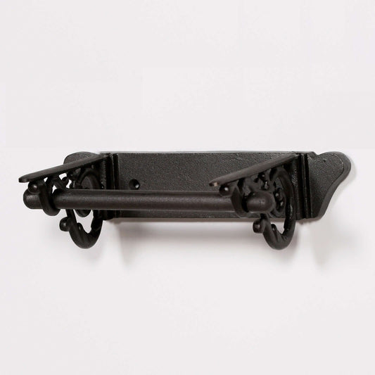 Black Cast Iron Scroll Toilet Roll Holder