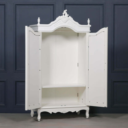 French White Double Mirrored Door Armoire