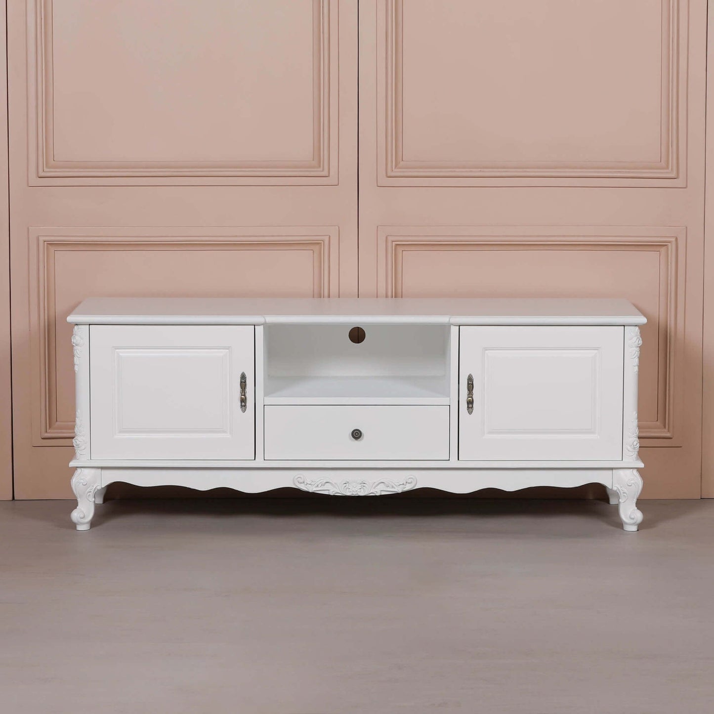 French White Large Cabinet TV Unit