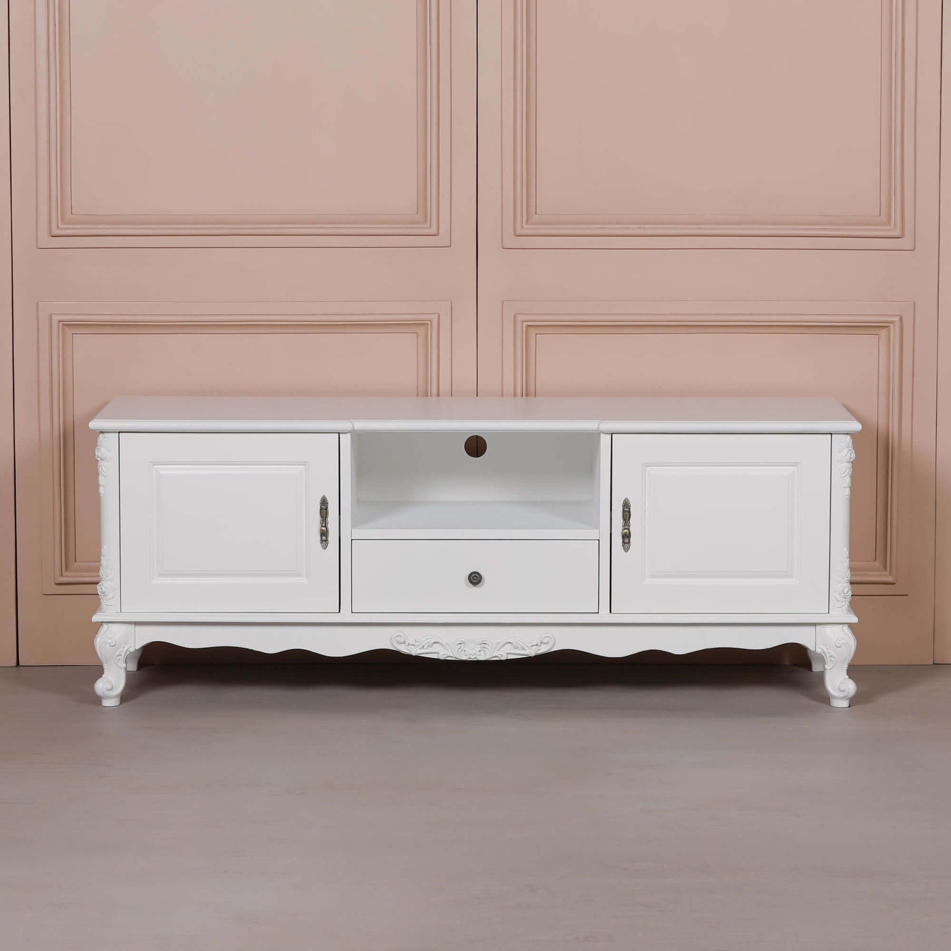 French White Large Cabinet TV Unit