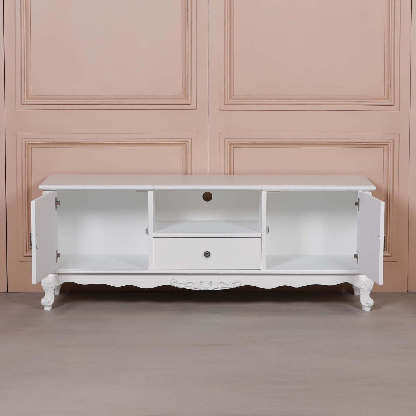 French White Large Cabinet TV Unit