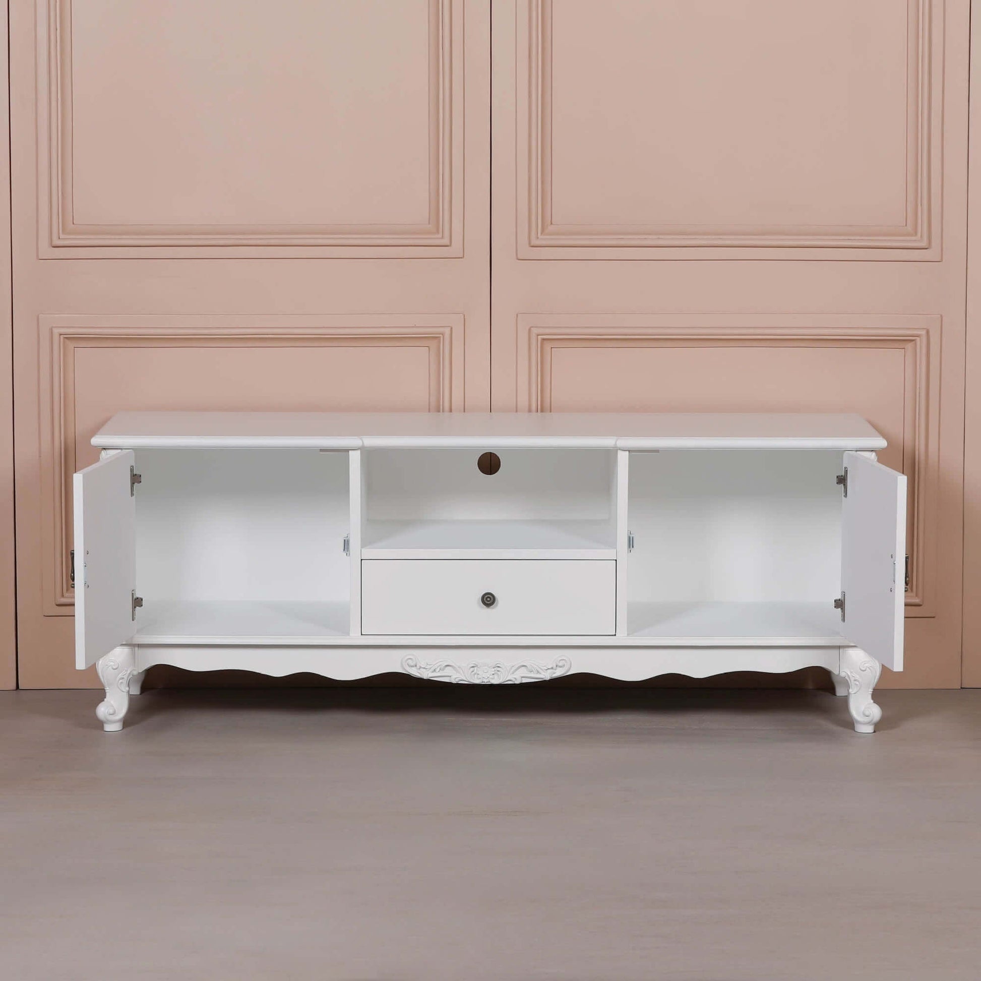 French White Large Cabinet TV Unit