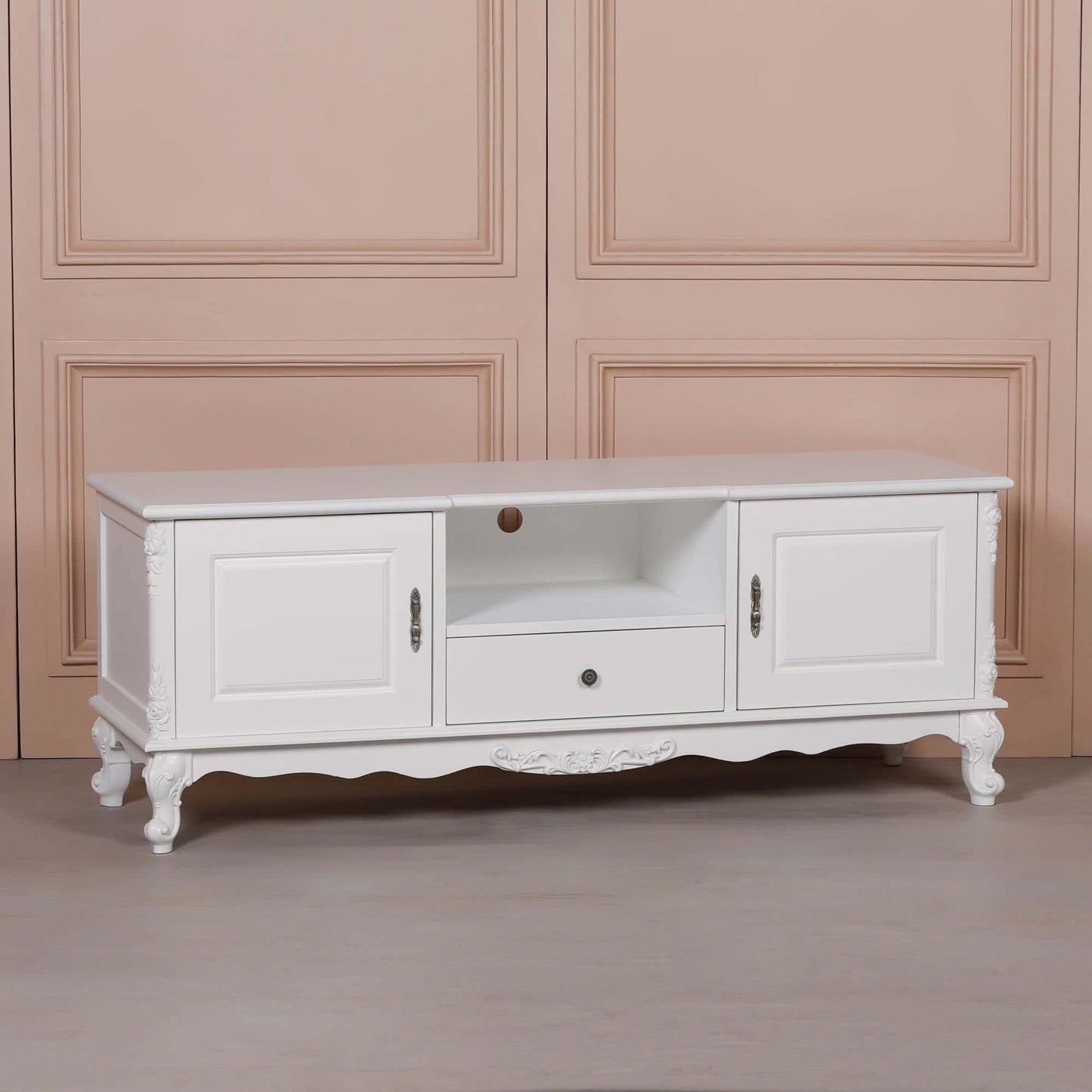 French White Large Cabinet TV Unit
