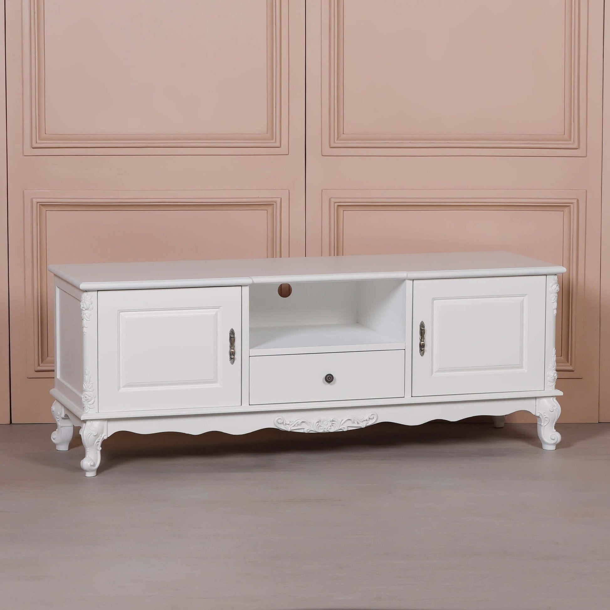 French White Large Cabinet TV Unit