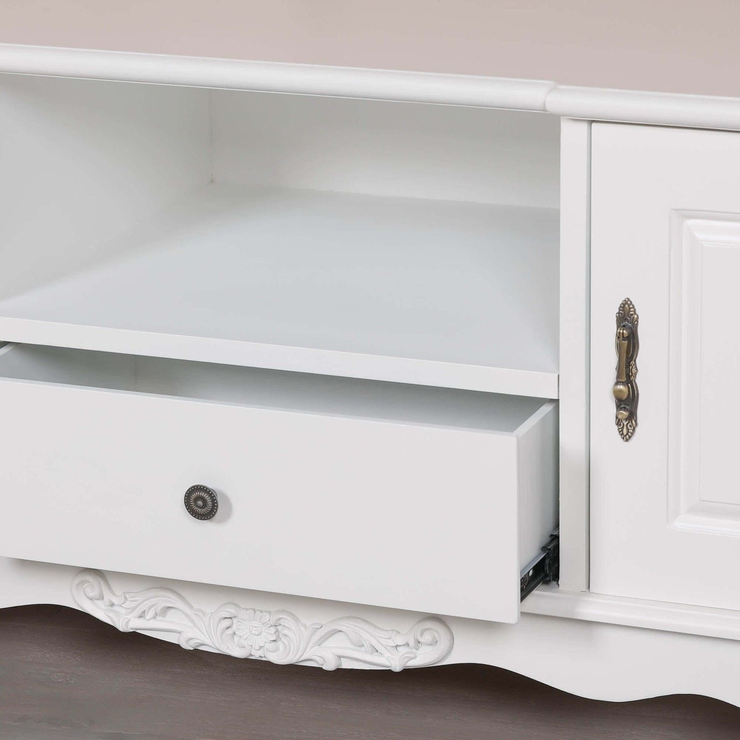 French White Large Cabinet TV Unit