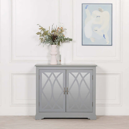 Grey Mirrored 2 Door Cupboard