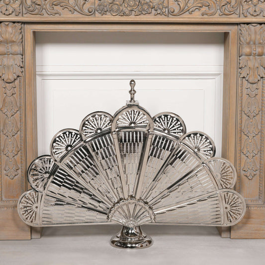 Seashell Fire Screen – Chrome Finish with Folding Design